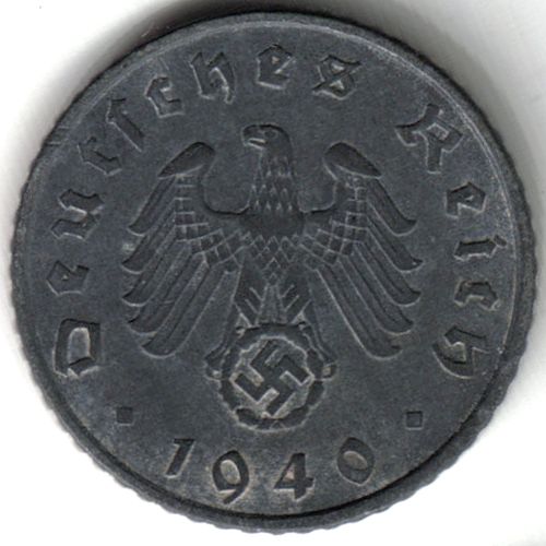 5 Reichs pfennig 1940 A rub